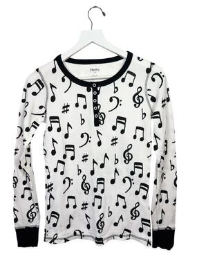 Hatley Long-sleeve Thermal Sleep Top Musical Notes Pattern W2346 Sz S